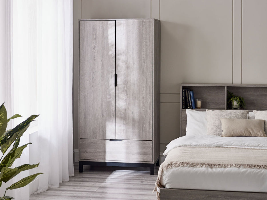 Blake 2 Door 1 Drawer Wardrobe - Grey Oak - Luminex FurnitureWardrobeBAL106