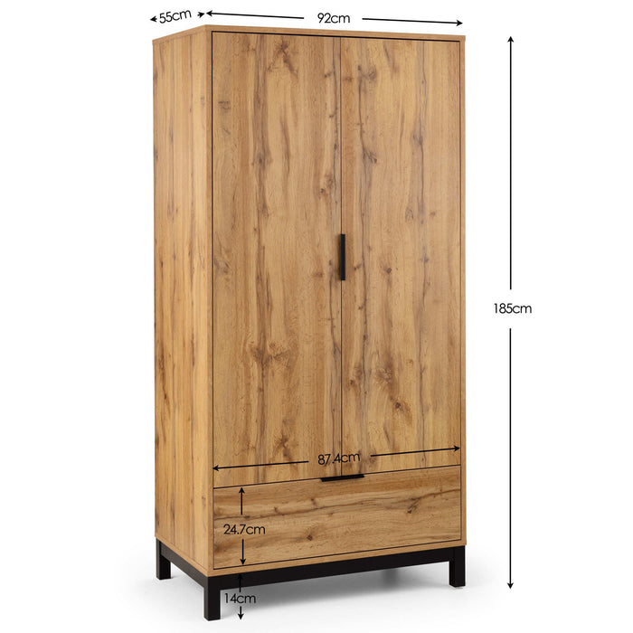 Blake 2 Door 1 Drawer Wardrobe - Light Oak - Luminex FurnitureWardrobeBAL206