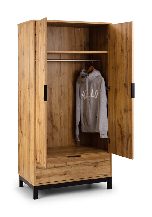Blake 2 Door 1 Drawer Wardrobe - Light Oak - Luminex FurnitureWardrobeBAL206