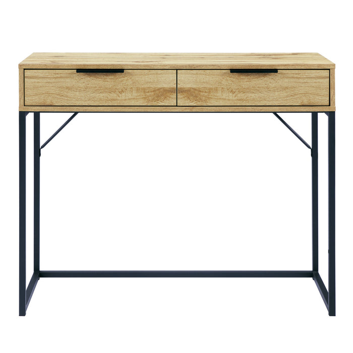 Blake 2 Drawer Dressing Table / Desk – Light Oak Industrial Style - Luminex FurnitureDressing TableBAL205