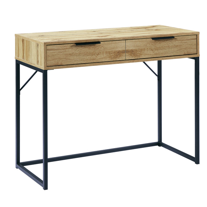 Blake 2 Drawer Dressing Table / Desk – Light Oak Industrial Style - Luminex FurnitureDressing TableBAL205