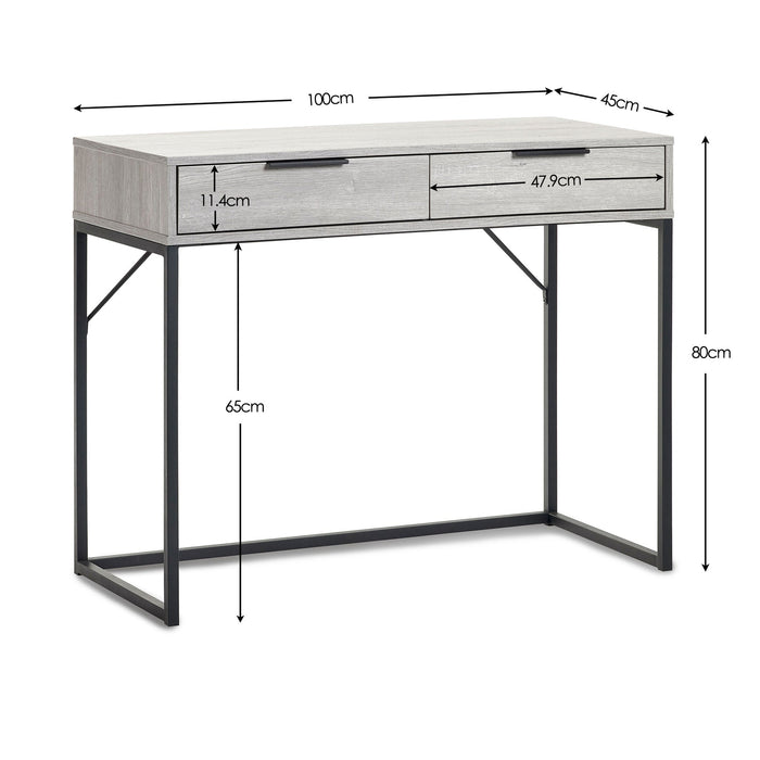 Blake 2 Drawer Dressing Table/Desk - Grey Oak - Luminex FurnitureDressing TableBAL105