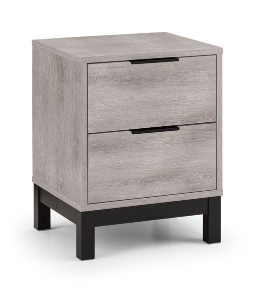 Blake 2 Drawer Grey Oak Bedside Table – Modern Industrial Style - Luminex FurnitureBedside TableBAL102
