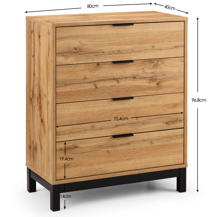 Blake 4 Drawer Chest – Oak - Luminex FurnitureChest of drawersBAL203