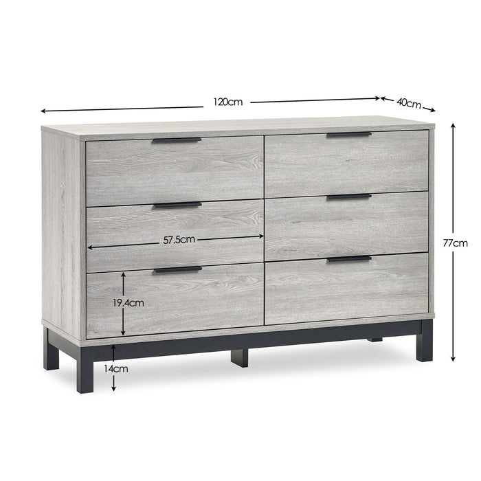 Blake 6 Drawer Wide Chest - Grey Oak - Luminex FurnitureChest of drawersBAL104