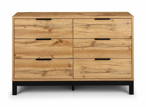 Blake 6 Drawer Wide Chest – Light Oak Industrial Bedroom Storage - Luminex FurnitureChest of drawersBAL204