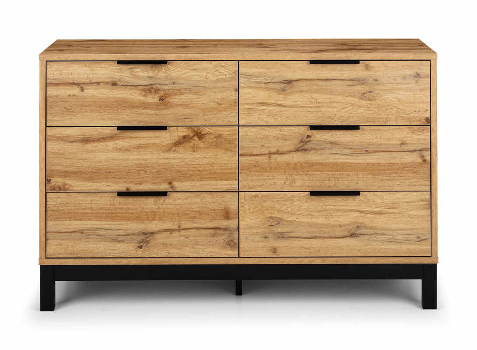 Blake 6 Drawer Wide Chest – Light Oak Industrial Bedroom Storage - Luminex FurnitureChest of drawersBAL204