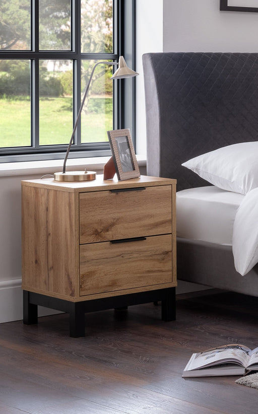 Blake Oak & Black 2 Drawer Bedside Table - Luminex FurnitureBedside TableBAL202