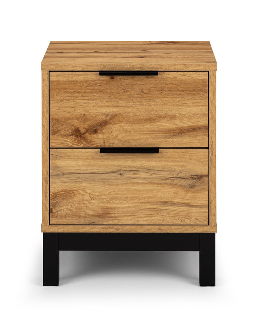 Blake Oak & Black 2 Drawer Bedside Table - Luminex FurnitureBedside TableBAL202