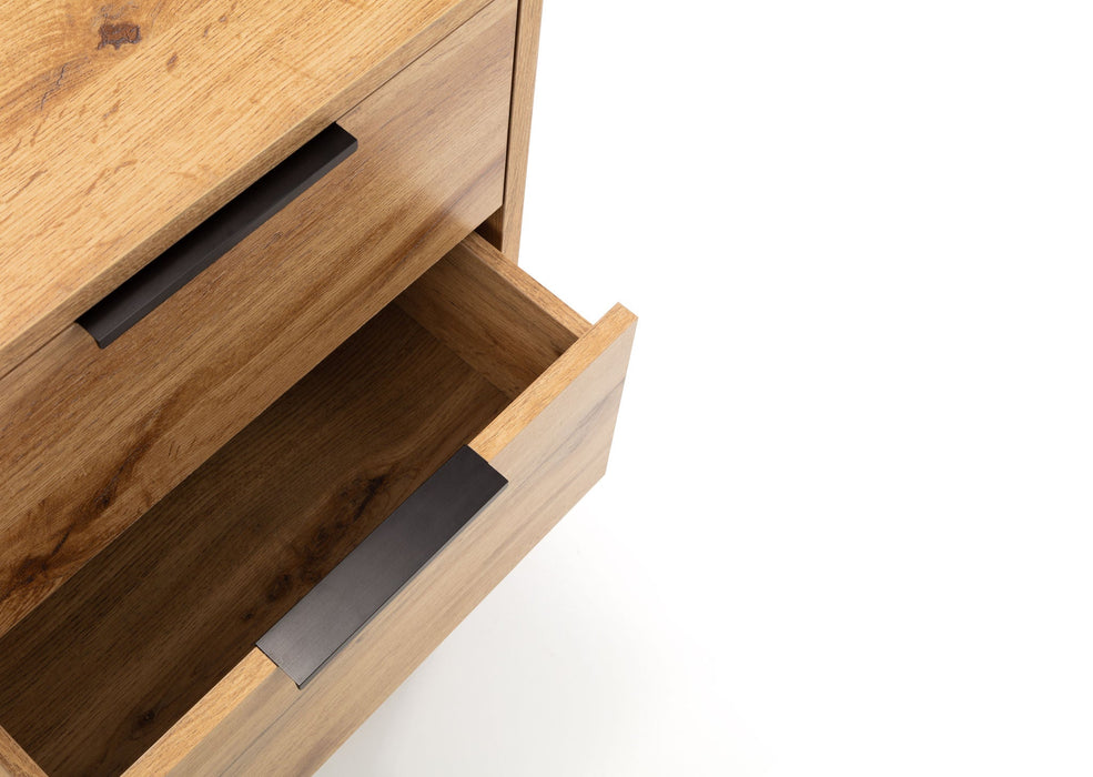 Blake Oak & Black 2 Drawer Bedside Table - Luminex FurnitureBedside TableBAL202