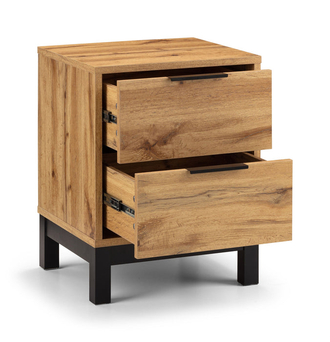 Blake Oak & Black 2 Drawer Bedside Table - Luminex FurnitureBedside TableBAL202