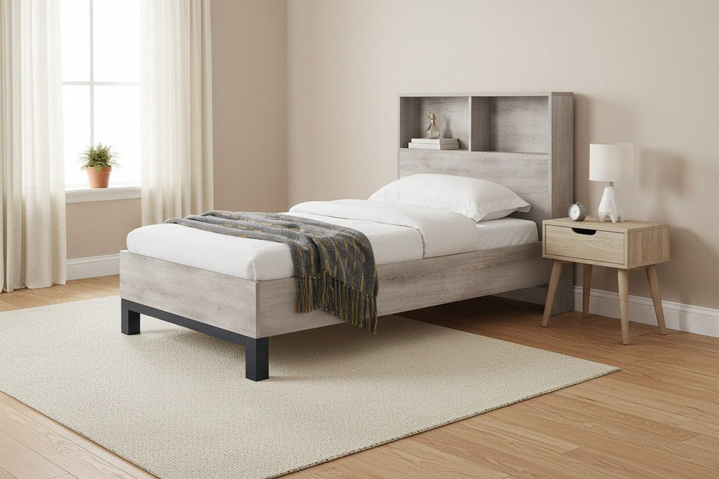 Blake Oak Bookcase Headboard Bed Frame - Luminex FurnitureWooden BedsBAL107