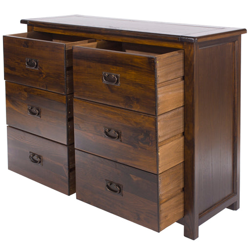 Boston 3+3 Drawer Wide Chest – Dark Brown - LuminexFurnitureChest of DrawersBT216