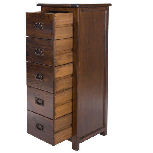 Boston 5 Drawer Narrow Chest – Dark Brown - LuminexFurnitureChest of DrawersBT217