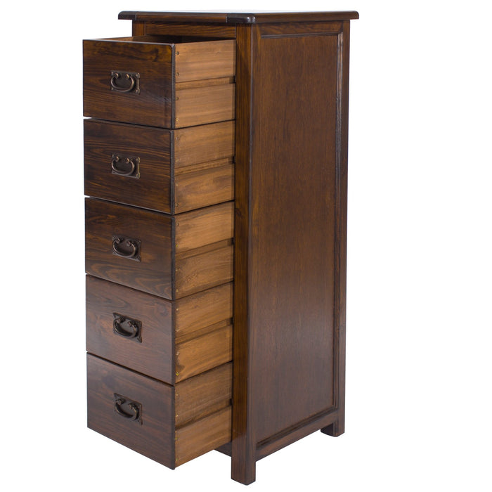 Boston 5 Drawer Narrow Chest – Dark Brown - LuminexFurnitureChest of DrawersBT217