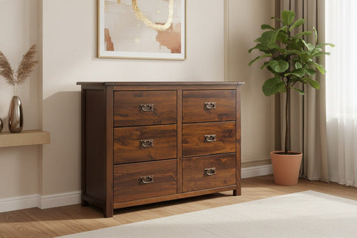 Boston Dark Brown 3+3 Drawer Wide Chest of Drawers - Luminex FurnitureChest of DrawersBT216