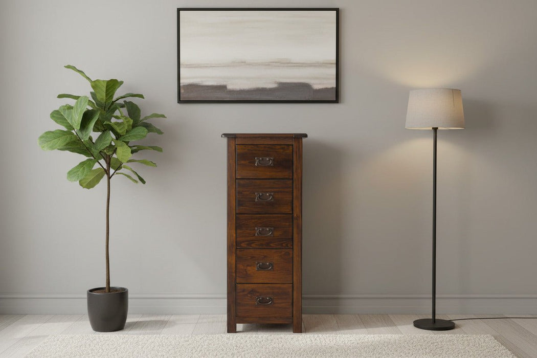 Boston Dark Brown 5 Drawer Narrow Chest of Drawers - Luminex FurnitureChest of DrawersBT217