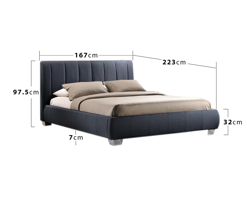 Braunston Grey Fabric Bed - Luminex FurnitureBedBRAU46GREY