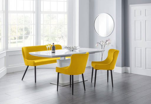 Braylin High Back Velvet Bench – Blue, Mustard, or Grey - Luminex FurnitureBench SeatLUX301