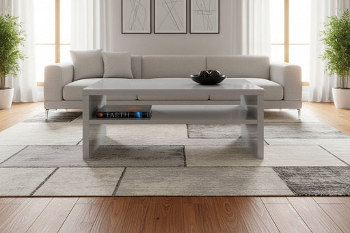 Brecon Grey High Gloss Coffee Table with Shelf - Luminex FurnitureCoffee TableMET005