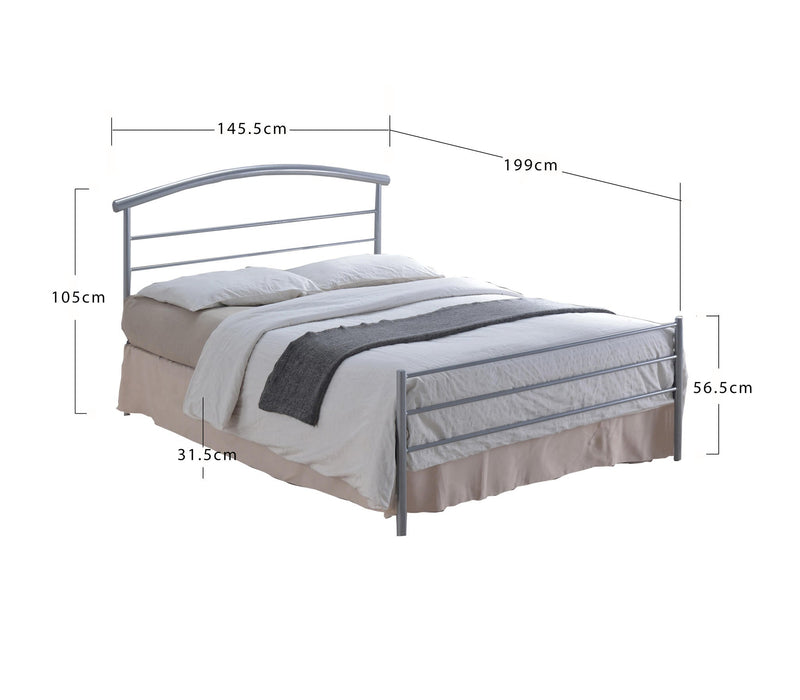 Brennington Bed Silver Metal - Luminex FurnitureBedBRE3