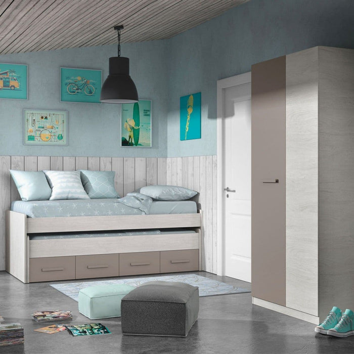 Brentino White & Grey Ash 2 - Door Wardrobe - Luminex FurnitureWardrobe3221