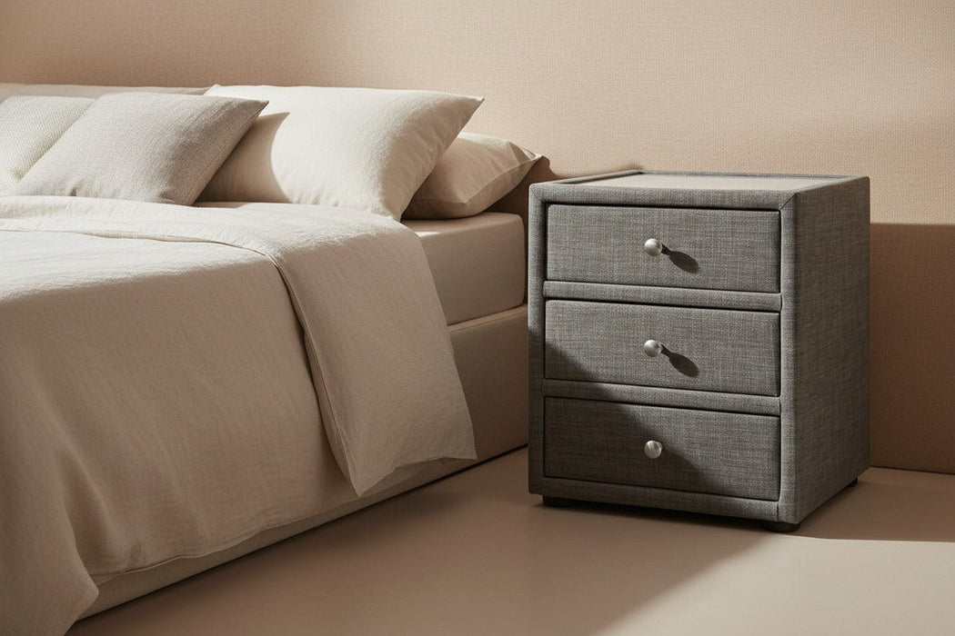 Brielle Slate Grey 3 Drawer Bedside Cabinet - Luminex FurnitureBedside TableSOR301
