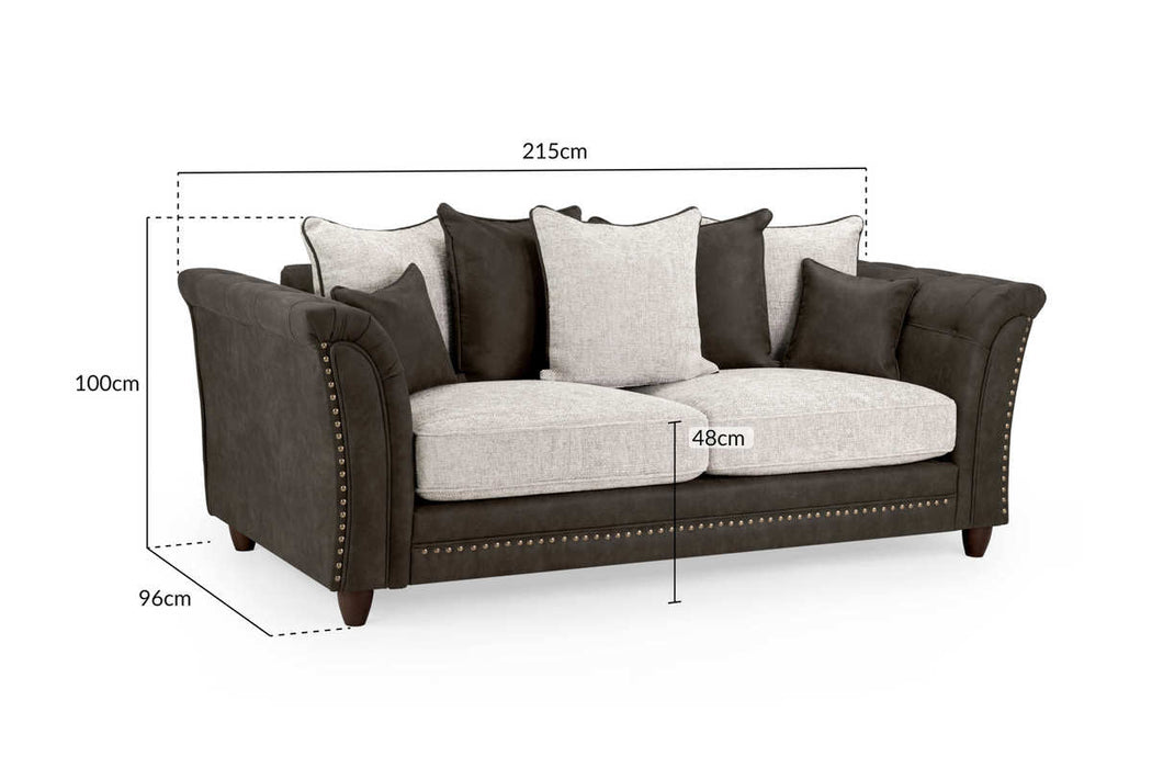 Brionne Grey 3 Seater Sofa – Velvet & Chenille Button - Tufted Design - Luminex FurnitureSofasbella_sofa_grey_3_seater