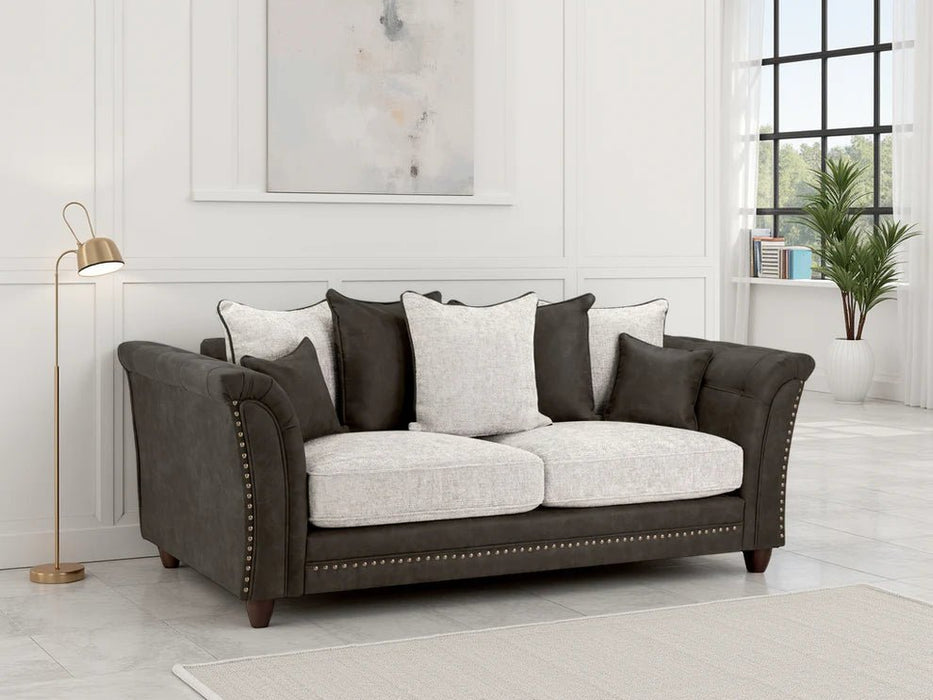 Brionne Grey 3 Seater Sofa – Velvet & Chenille Button - Tufted Design - Luminex FurnitureSofasbella_sofa_grey_3_seater