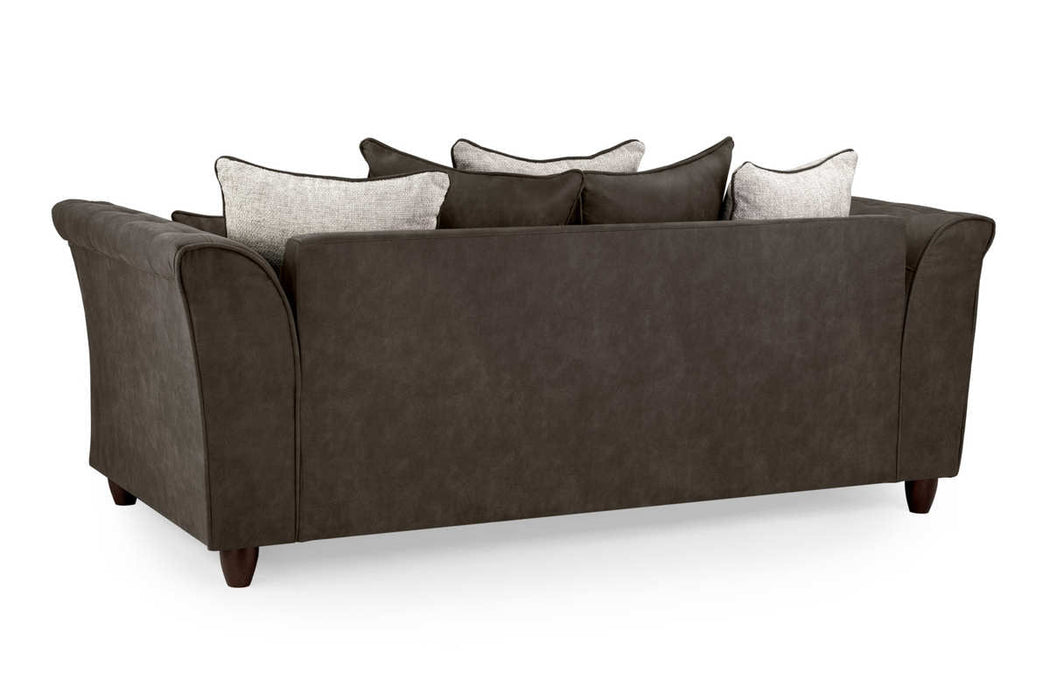 Brionne Grey 3 Seater Sofa – Velvet & Chenille Button - Tufted Design - Luminex FurnitureSofasbella_sofa_grey_3_seater