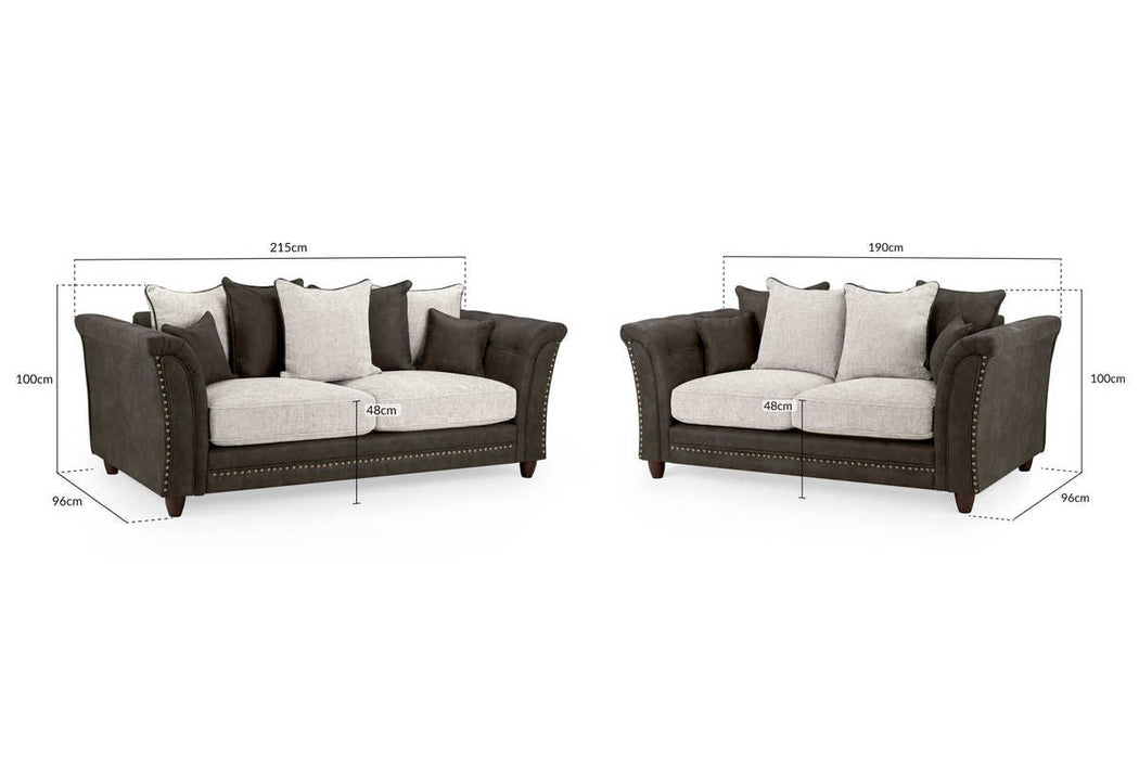 Brionne Grey 3+2 Sofa Set – Button - Tufted Velvet & Chenille Comfort - Luminex FurnitureSofasbella_sofa_grey_3_2_set