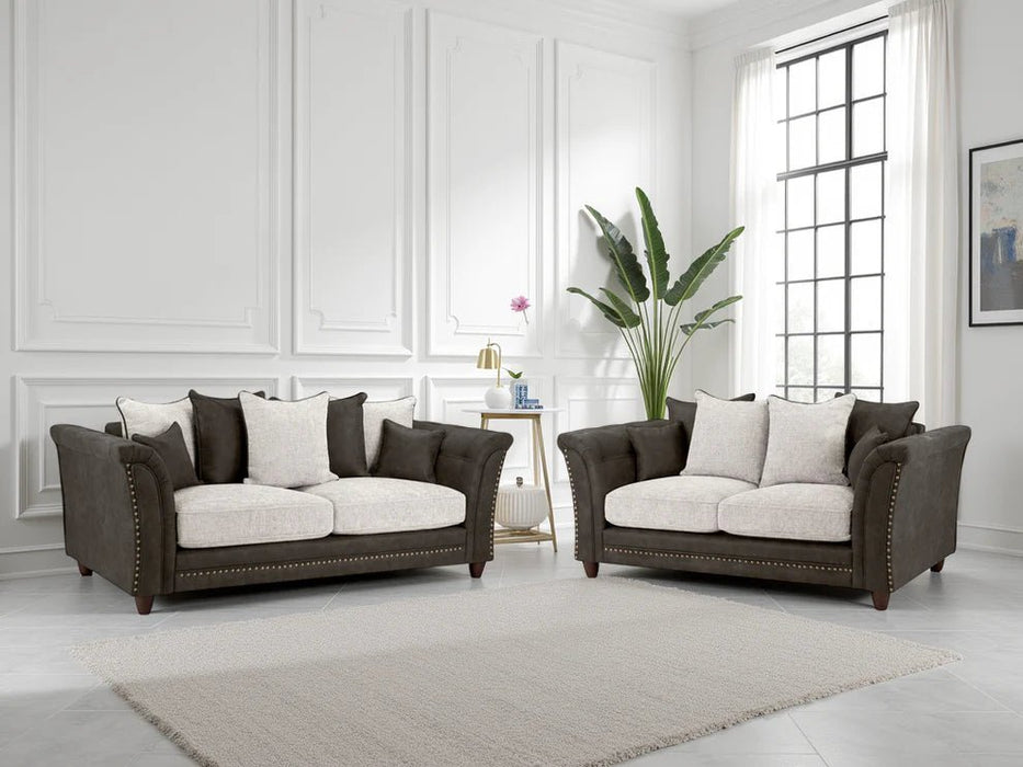 Brionne Grey 3+2 Sofa Set – Button - Tufted Velvet & Chenille Comfort - Luminex FurnitureSofasbella_sofa_grey_3_2_set