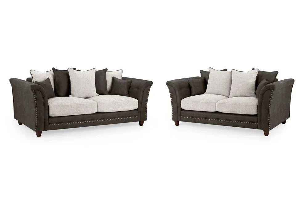 Brionne Grey 3+2 Sofa Set – Button - Tufted Velvet & Chenille Comfort - Luminex FurnitureSofasbella_sofa_grey_3_2_set