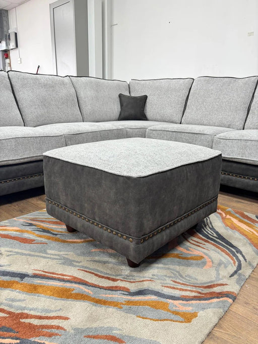 Brionne Grey Footstool – Button - Tufted Velvet & Chenille Design - Luminex FurnitureSofasbella_sofa_grey_footstool