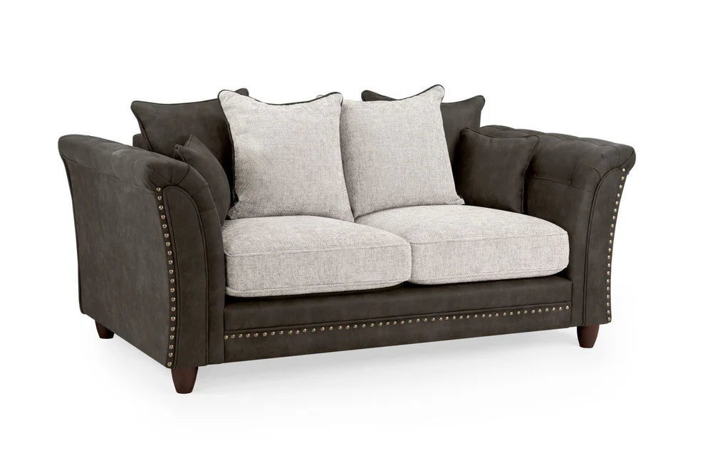 Brionne Velvet Grey 2 Seater Sofa – Button - Tufted Velvet - Luminex FurnitureSofasbella_sofa_grey_2_seater