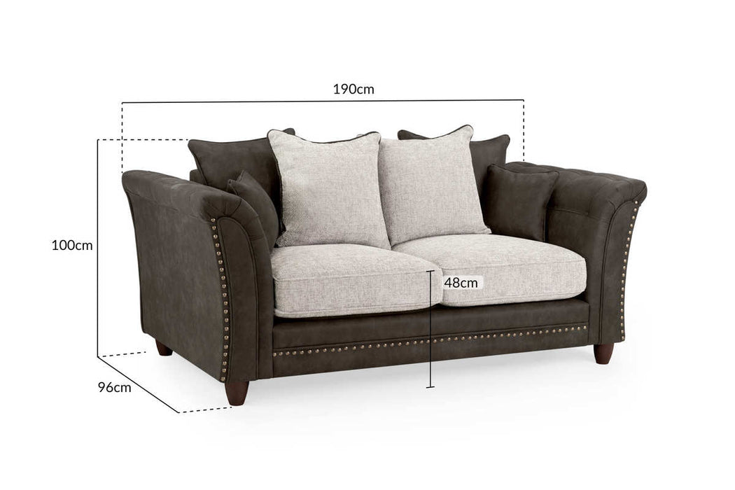 Brionne Velvet Grey 2 Seater Sofa – Button - Tufted Velvet - Luminex FurnitureSofasbella_sofa_grey_2_seater