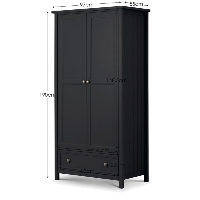 Brixton 2 Door Combination Wardrobe - Anthracite - Luminex FurnitureWardrobeMAI156