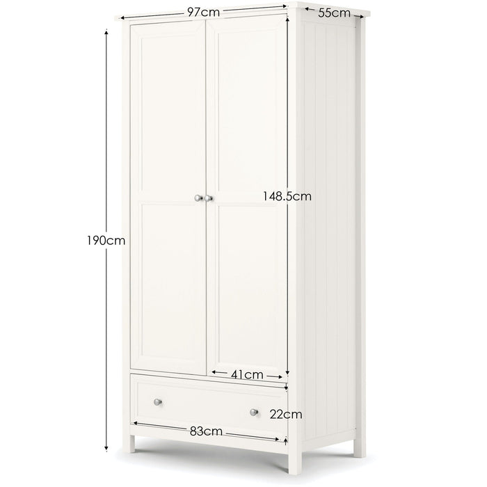 Brixton 2 Door Combination Wardrobe - Surf White - Luminex FurnitureWardrobeMAI106