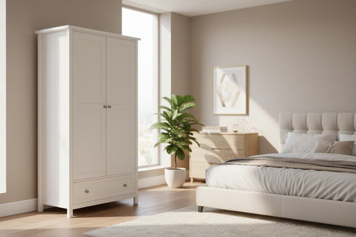 Brixton 2 Door Combination Wardrobe - Surf White - Luminex FurnitureWardrobeMAI106