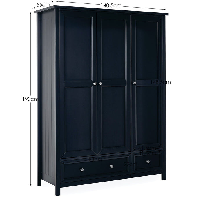 Brixton 3 Door Combination Wardrobe - Anthracite - Luminex FurnitureWardrobeMAI157