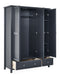 Brixton 3 Door Combination Wardrobe - Anthracite - Luminex FurnitureWardrobeMAI157