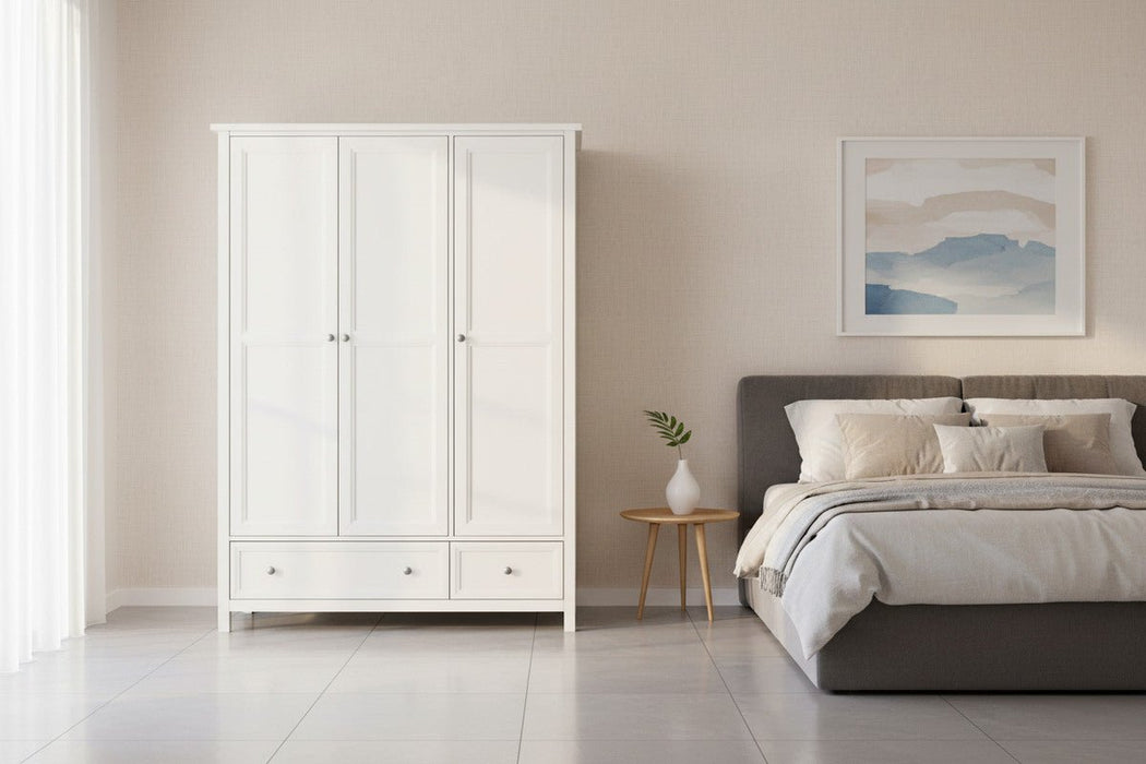 Brixton 3 Door Combination Wardrobe - Surf White - Luminex FurnitureWardrobeMAI107