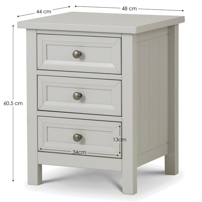 Brixton 3 Drawer Bedside in Dove Grey - Luminex FurnitureBedside TableMAI001