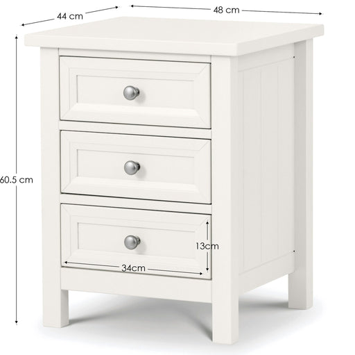 Brixton 3 Drawer Bedside in Surf White - Luminex FurnitureBedside TableMAI101