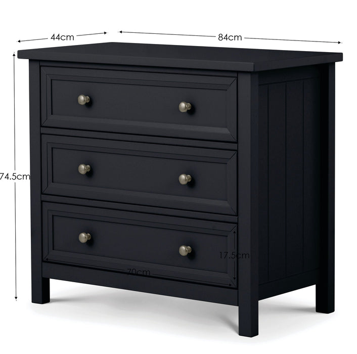 Brixton 3 Drawer Chest – Anthracite New England Style - Luminex FurnitureChest of drawersMAI152