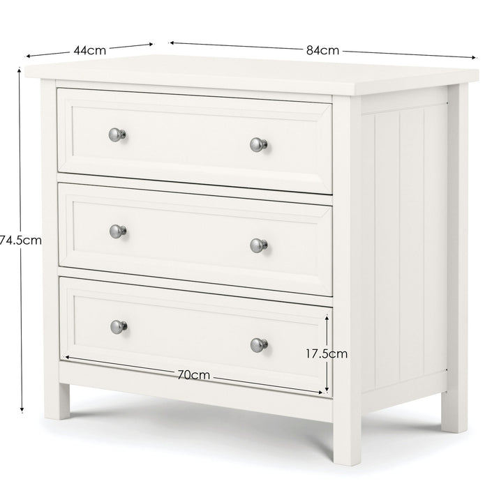 Brixton 3 Drawer Wide Chest - Surf White - Luminex FurnitureChest of drawersMAI102