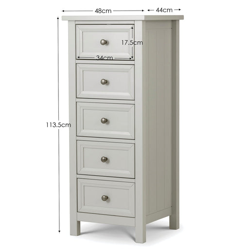 Brixton 5 Drawer Tall Chest - Dove Grey - Luminex FurnitureChest of drawersMAI004