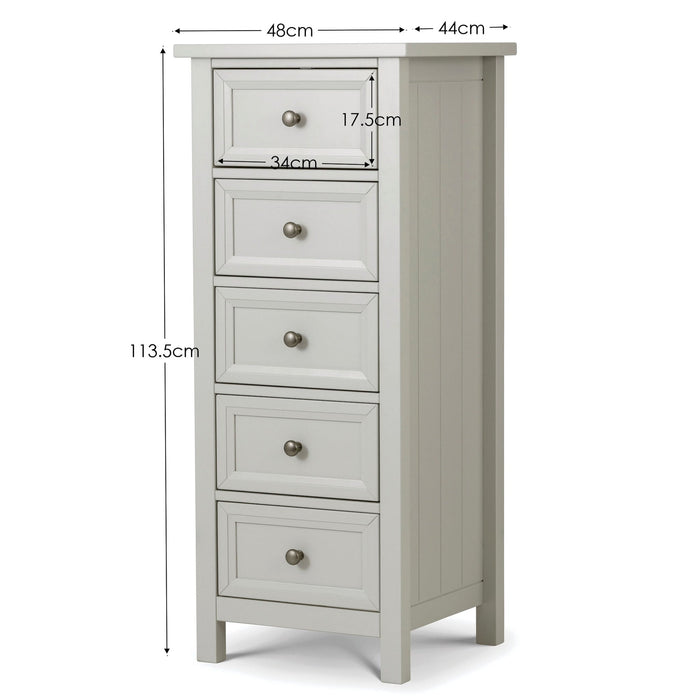 Brixton 5 Drawer Tall Chest - Dove Grey - Luminex FurnitureChest of drawersMAI004