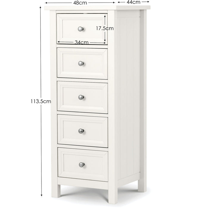 Brixton 5 Drawer Tall Chest - Surf White - Luminex FurnitureChest of drawersMAI104