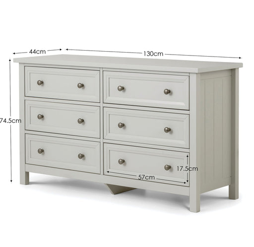 Brixton 6 Drawer Wide Chest - Dove Grey - Luminex FurnitureChest of drawersMAI005